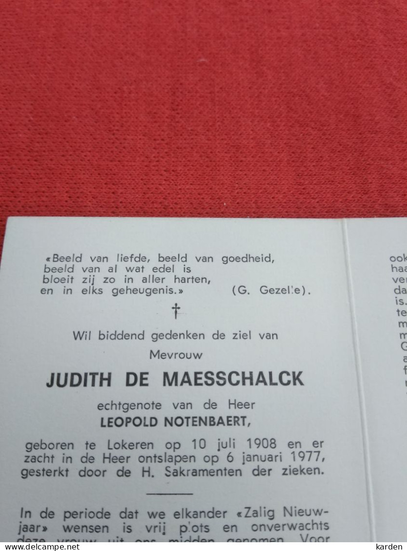 Doodsprentje Judith De Maesschalck / Lokeren 10/7/1908 - 6/1/1977 ( Leopold Notenbaert ) - Religion & Esotérisme