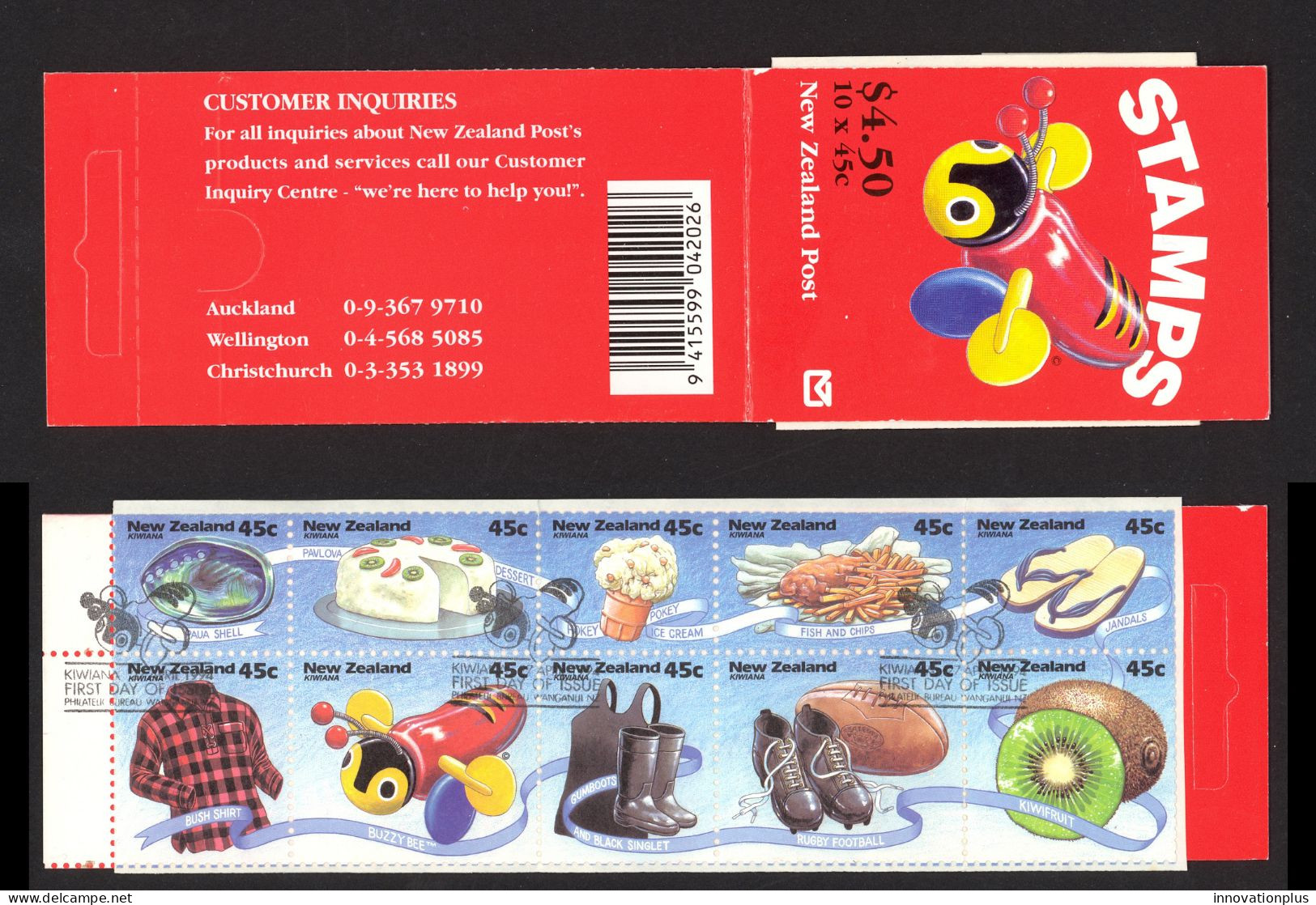 New Zealand Sc# 1218a SG# W46b FD Cancel Booklet 1994  $4.50 Kiwiana - Postzegelboekjes