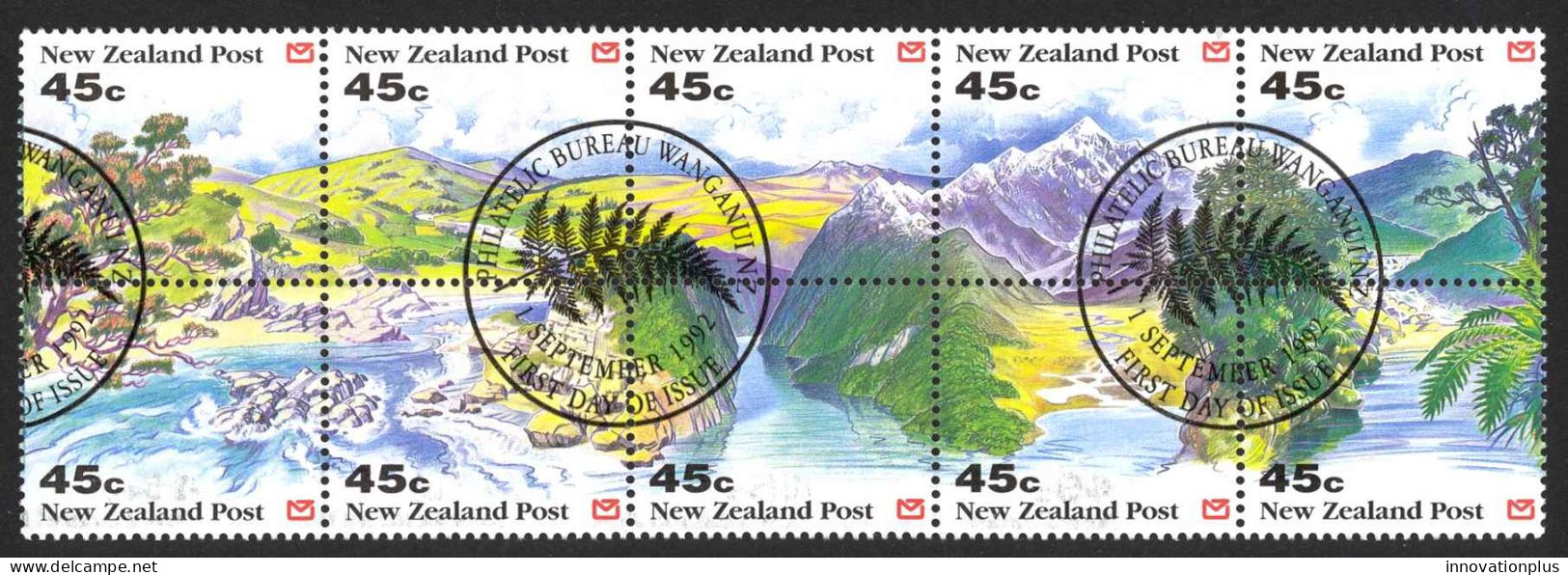 New Zealand Sc# 1125a FD Cancel Wakanui Booklet 1992 $4.50 Panorama Pane - Oblitérés