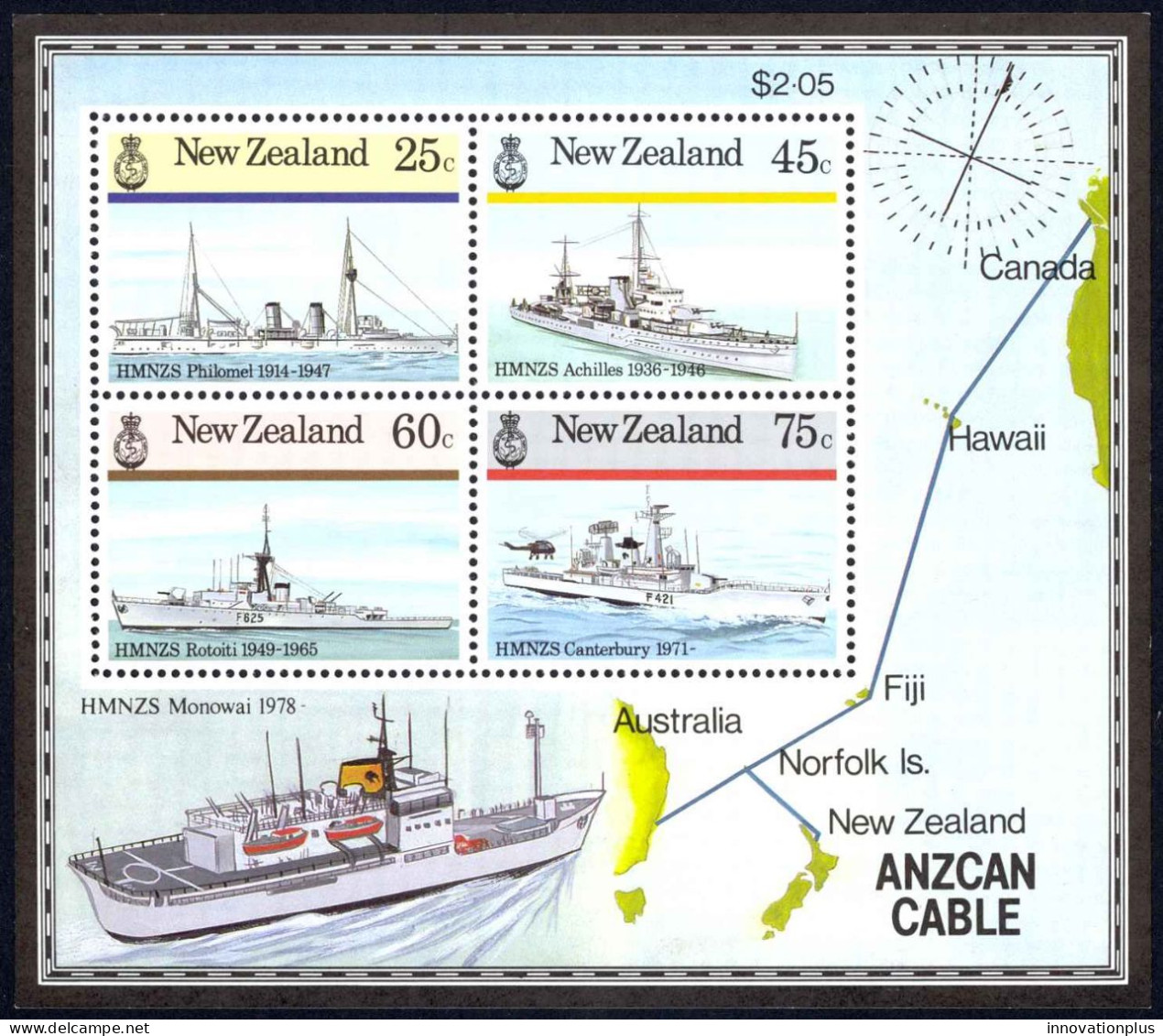 New Zealand Sc# 842a MNH Souvenir Sheet 1985 Navy Ships - Ungebraucht