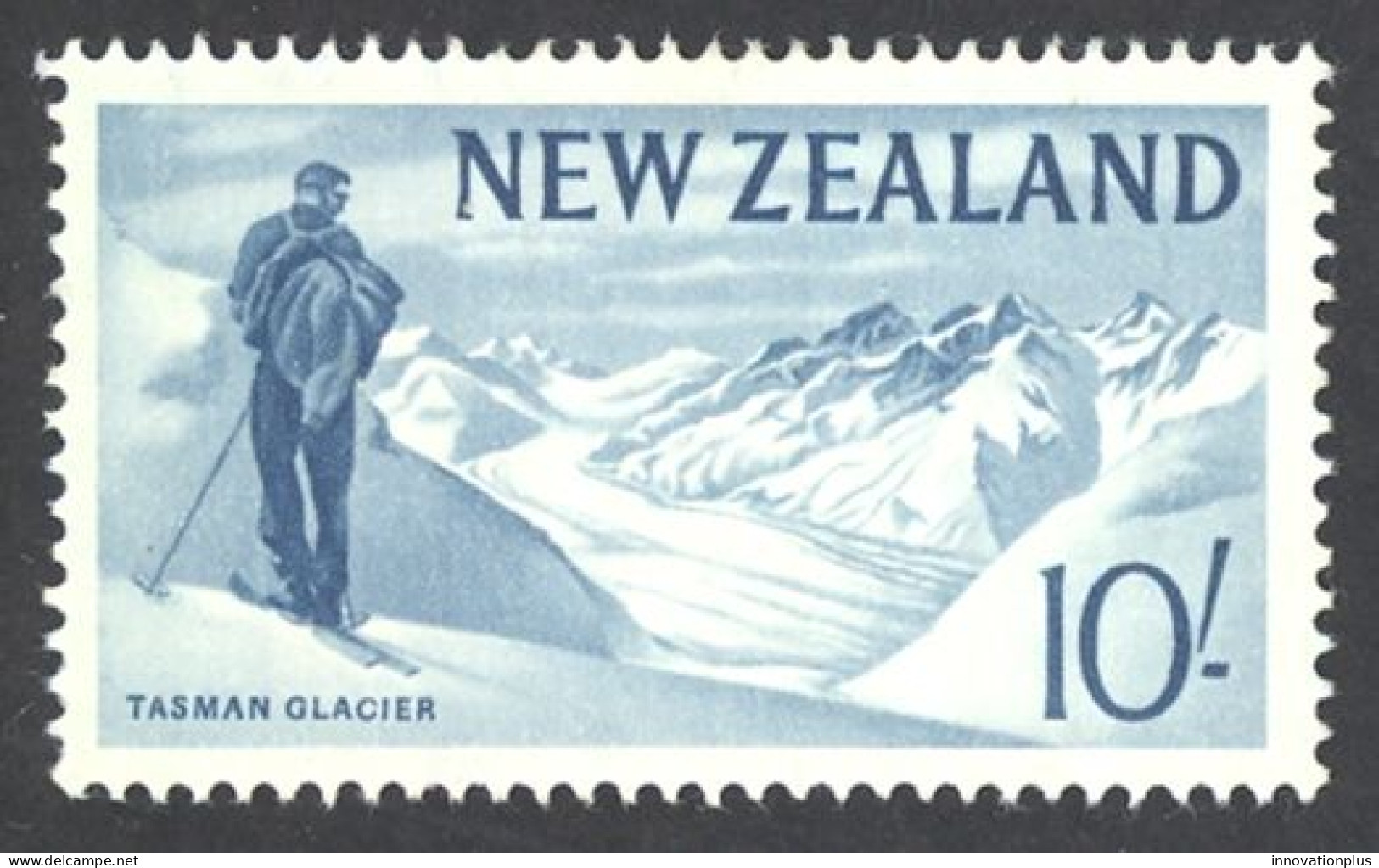 New Zealand Sc# 351 MH 1960-1966 10sh Tasman Glacier - Unused Stamps