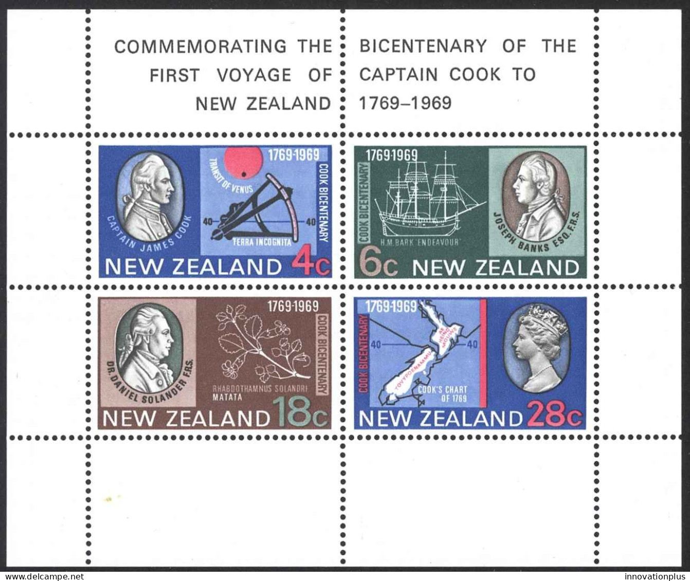 New Zealand Sc# 434a MNH Souvenir Sheet 1969 Captain Cook - Nuevos