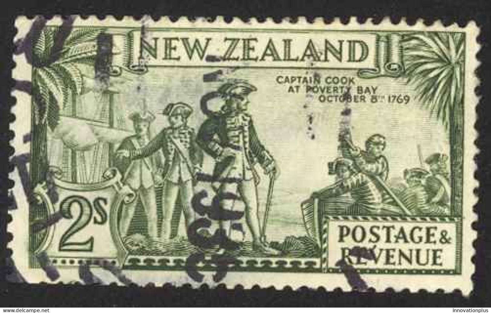 New Zealand Sc# 197 Cull Thins 1935 2sh Cook Landing - Used Stamps