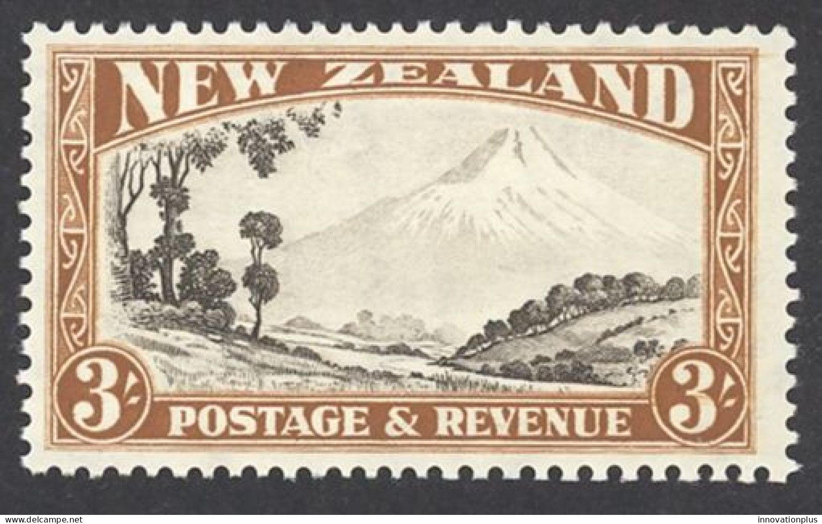 New Zealand Sc# 198 MH (a) 1935 3sh Mt. Egmont - Unused Stamps