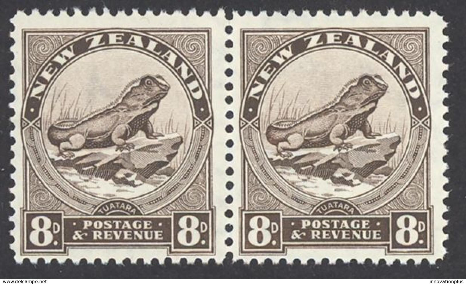 New Zealand Sc# 194 MNH Pair 1935 8p Tuatara Lizard - Neufs