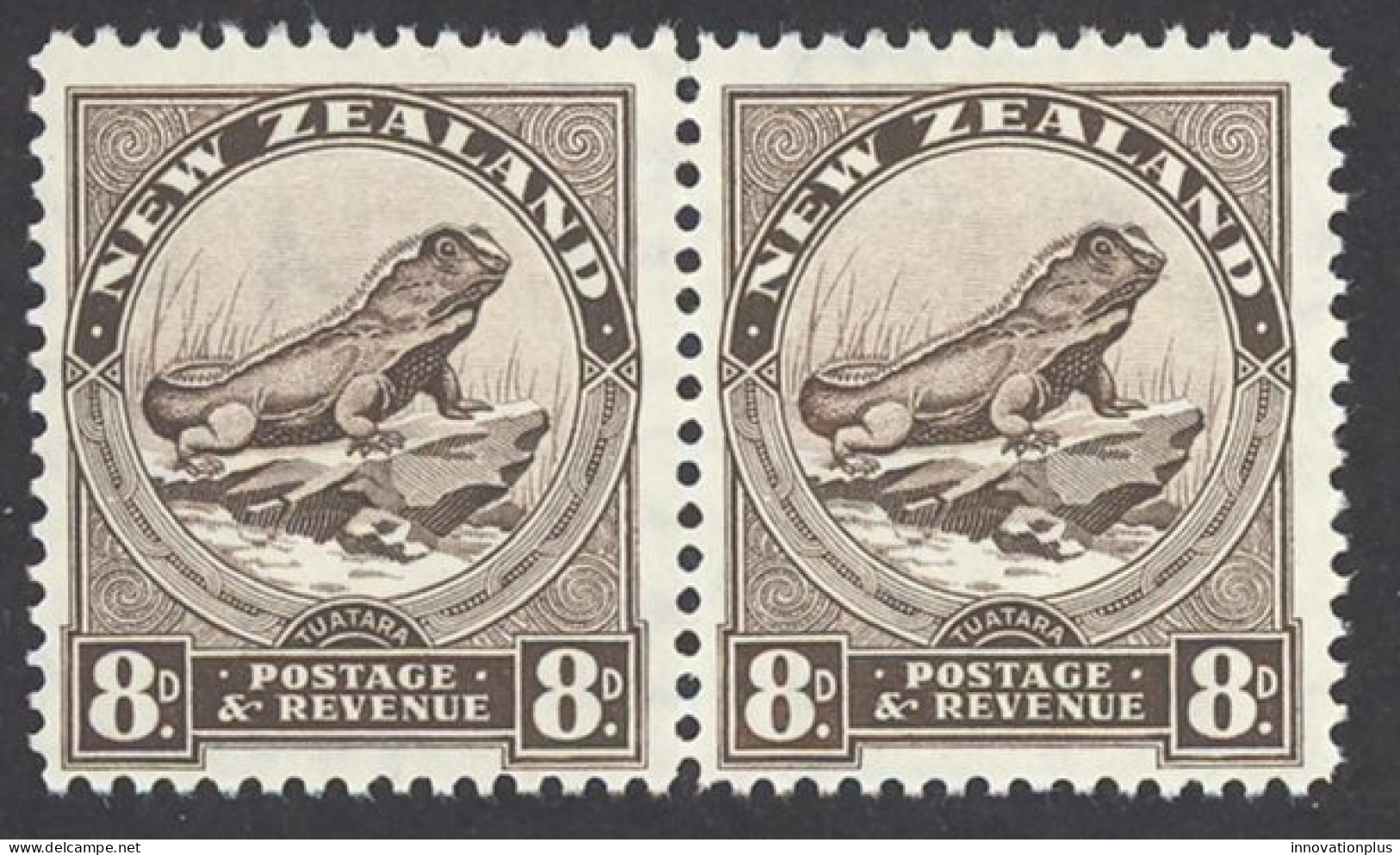 New Zealand Sc# 194 MNH Pair 1935 8p Tuatara Lizard - Ongebruikt