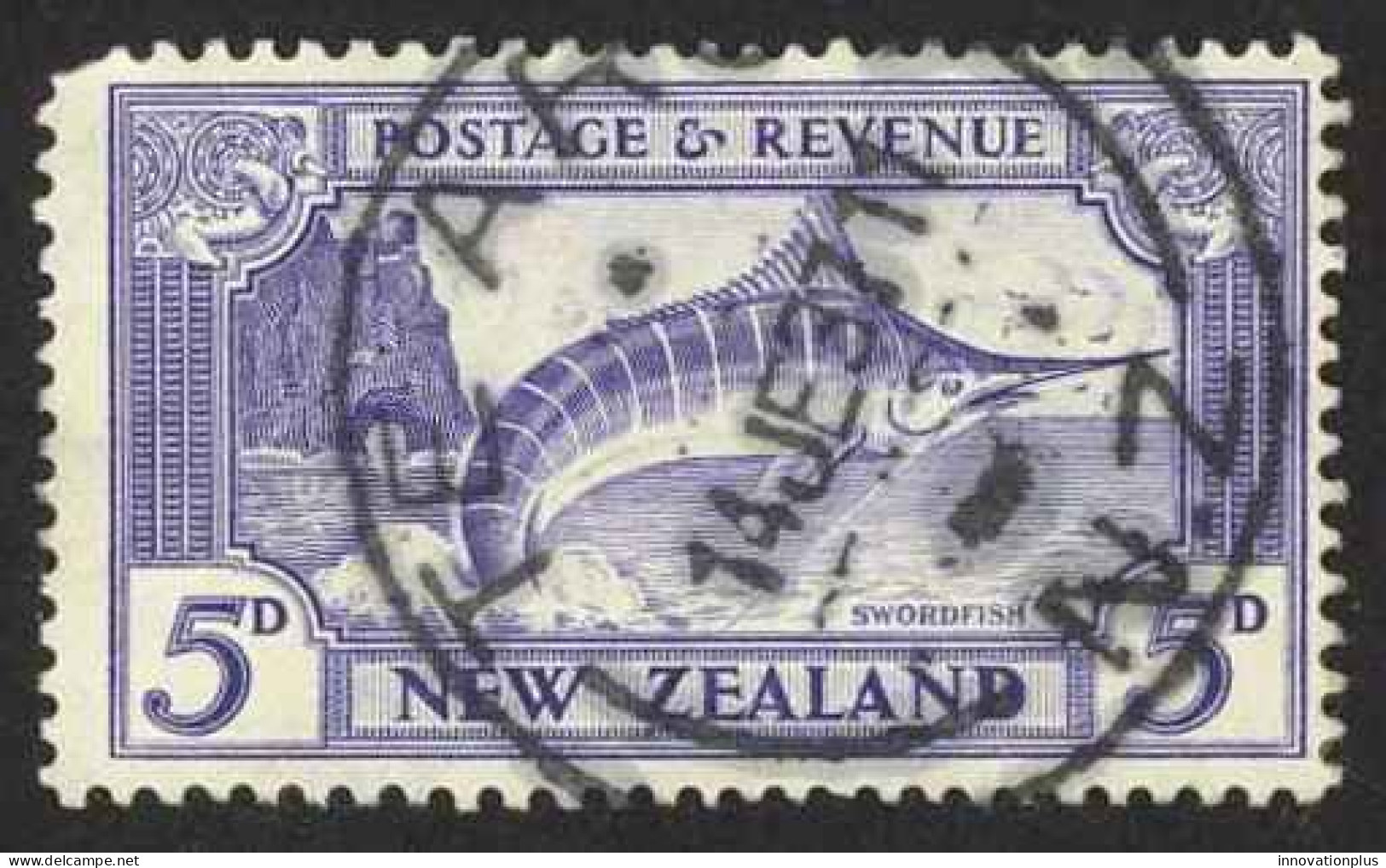 New Zealand Sc# 192 SG# 563 Used (a) 1935 5p Violet Blue Striped Marlin - Gebraucht