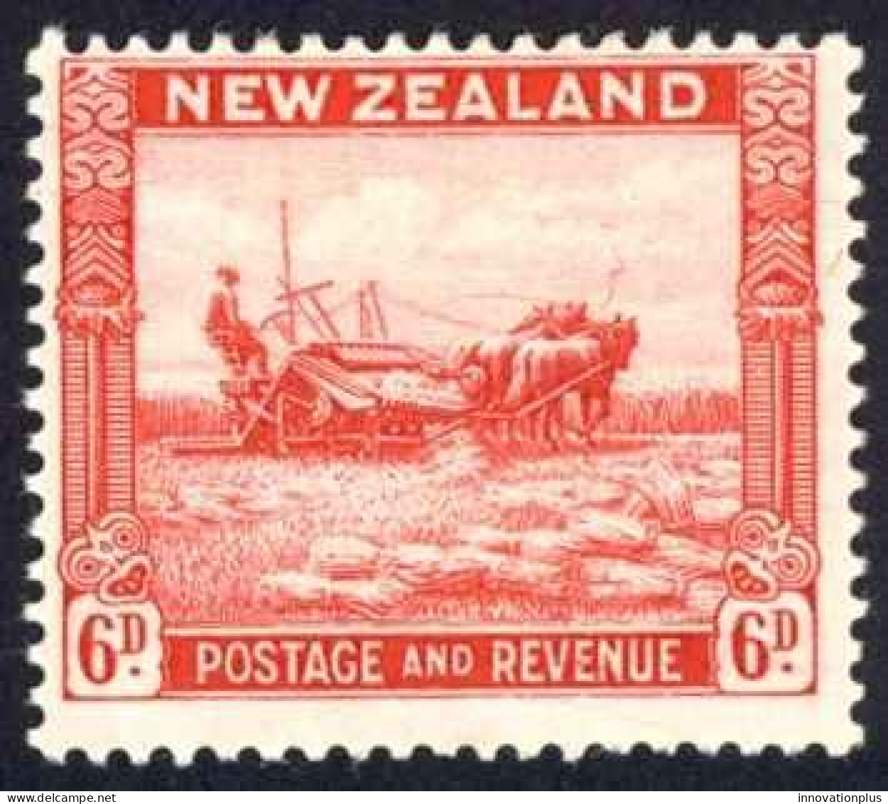 New Zealand Sc# 193 MH (a) 1935 6p Red Harvesting - Unused Stamps