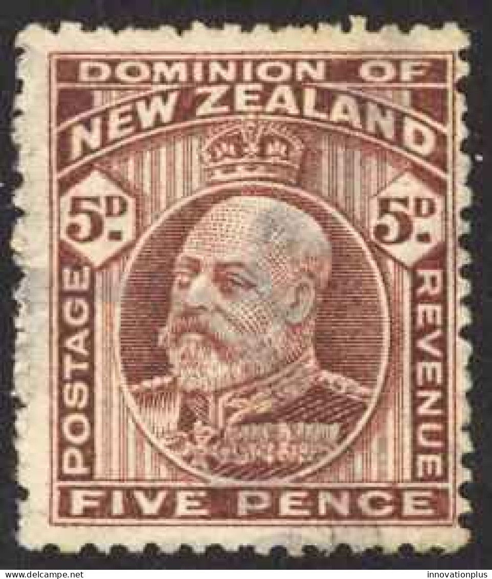 New Zealand Sc# 136 Used 1909-1912 5p Red Brown Edward VII Otira Gorge - Used Stamps