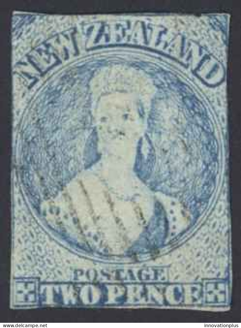 New Zealand Sc# 12 Used 1862-1863 2p Deep Blue Queen Victoria (large Star Wmk) - Gebraucht