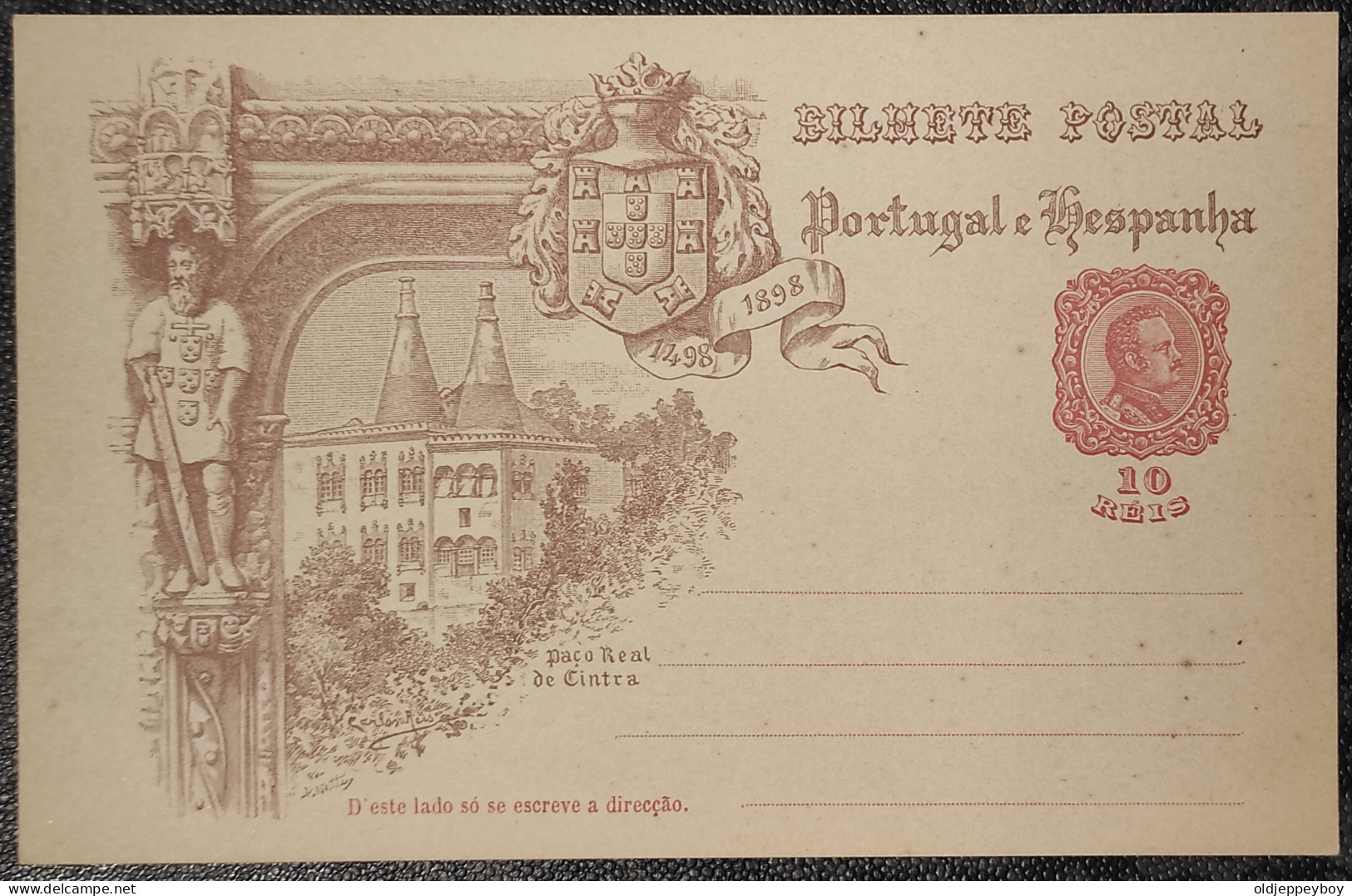 Portugal E Hespanha Precurseur 1898 Bilhete Postal Neuf  10 Reis Paço Real De Cintra Palácio Real De Cintra - Lisboa