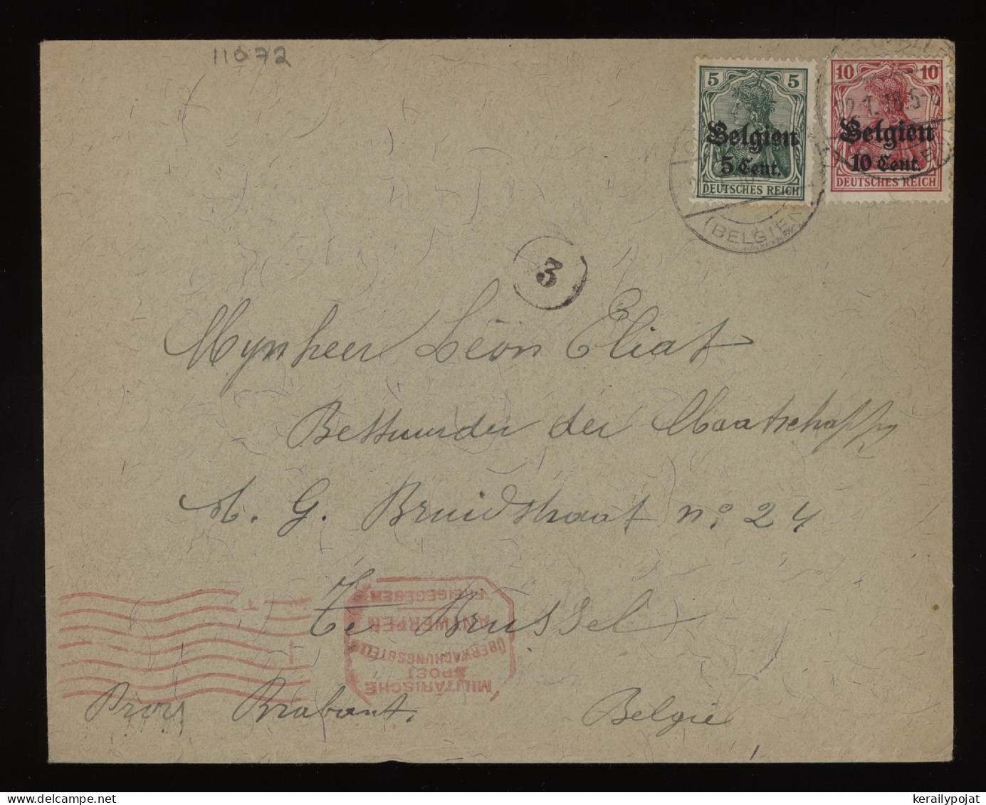 Germany Belgium 1918 Cover To Bruxelles__(11072) - OC38/54 Belgian Occupation In Germany