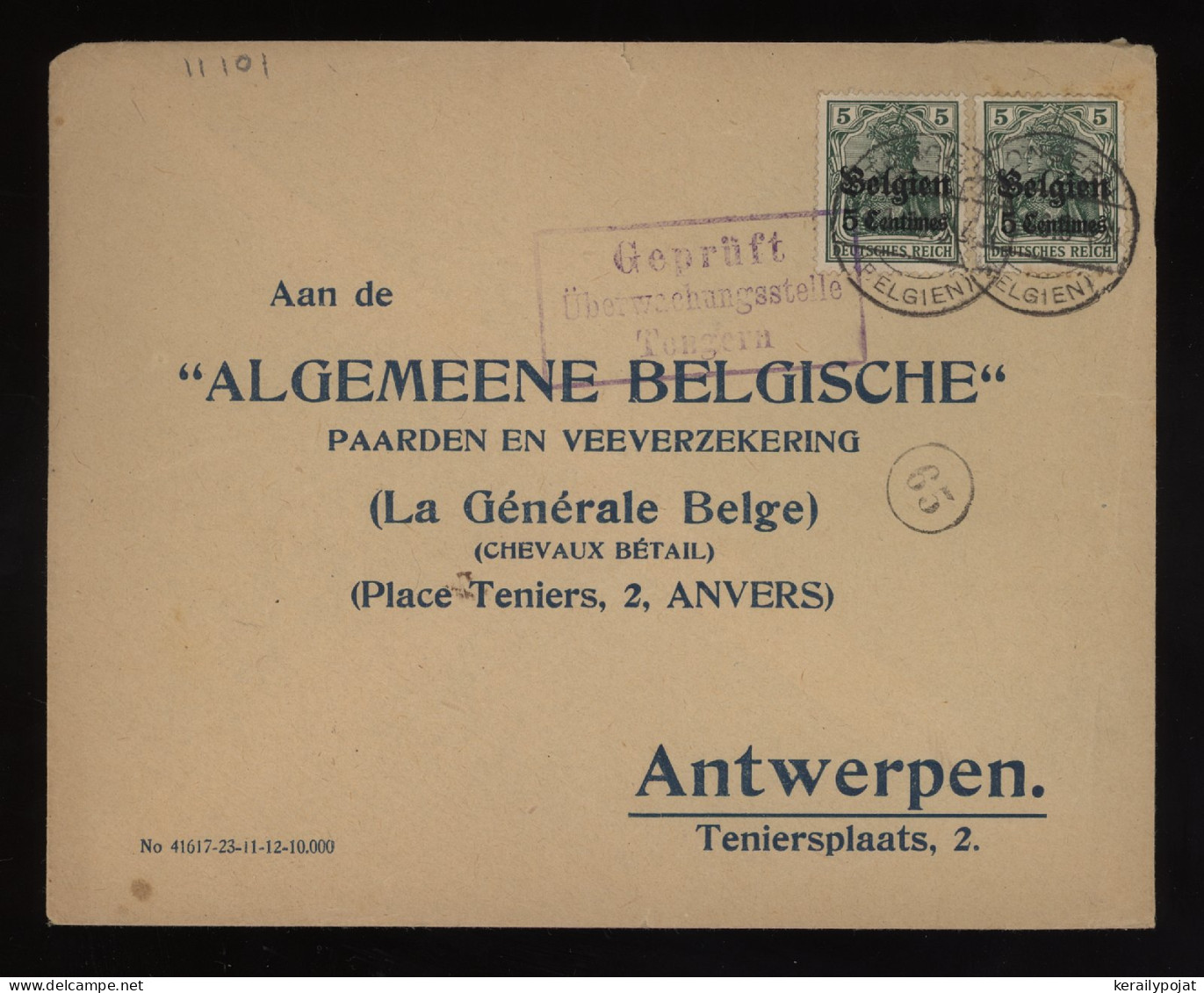 Germany Belgium 1917 Tongern Cover To Antwerpen__(11101) - OC38/54 Occupazione Belga In Germania