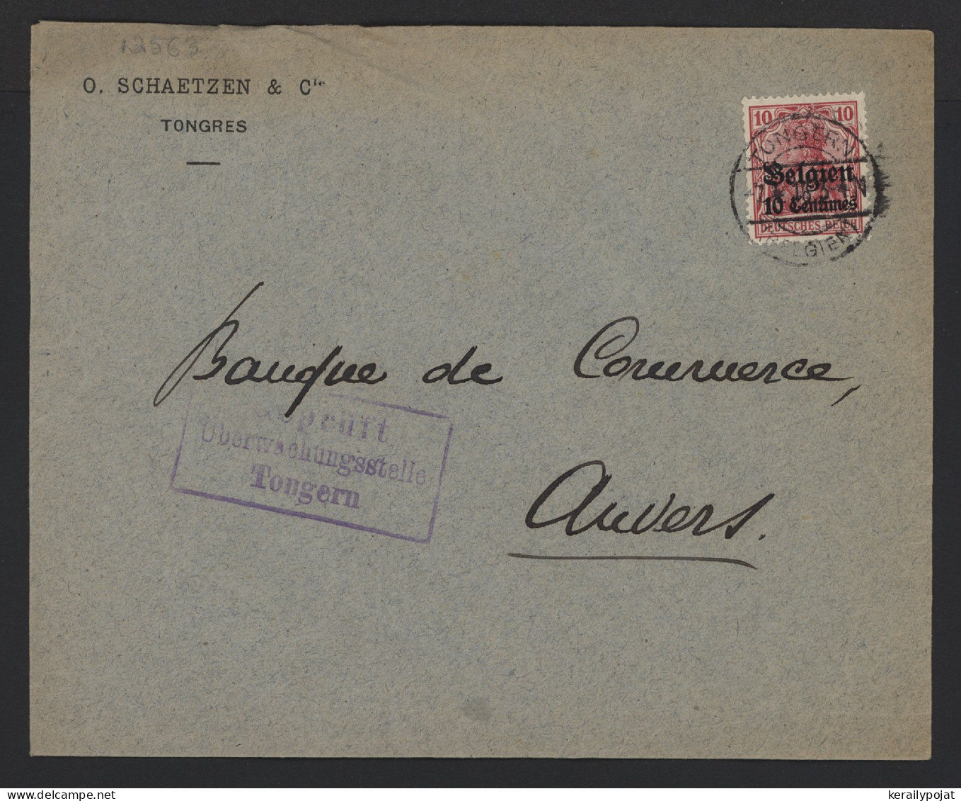 Germany Belgium 1916 Tongern Business Cover To Anvers__(12563) - OC38/54 Belgian Occupation In Germany