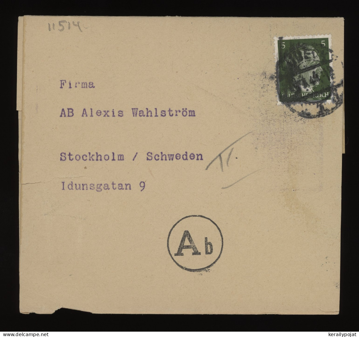 Germany 1944 Wrapper To Sweden__(11514) - Briefe