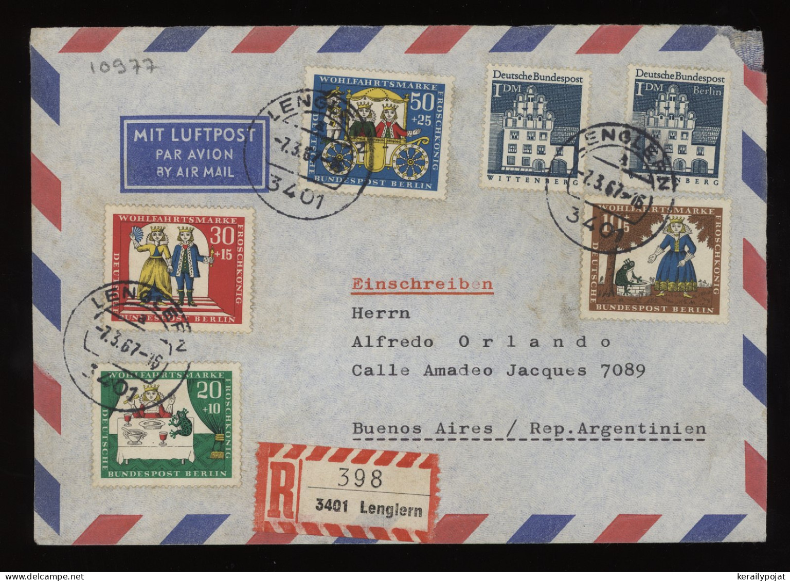 Germany BRD 1967 Lenglern Registered Air Mail Cover To Argentina__(10977) - Covers & Documents