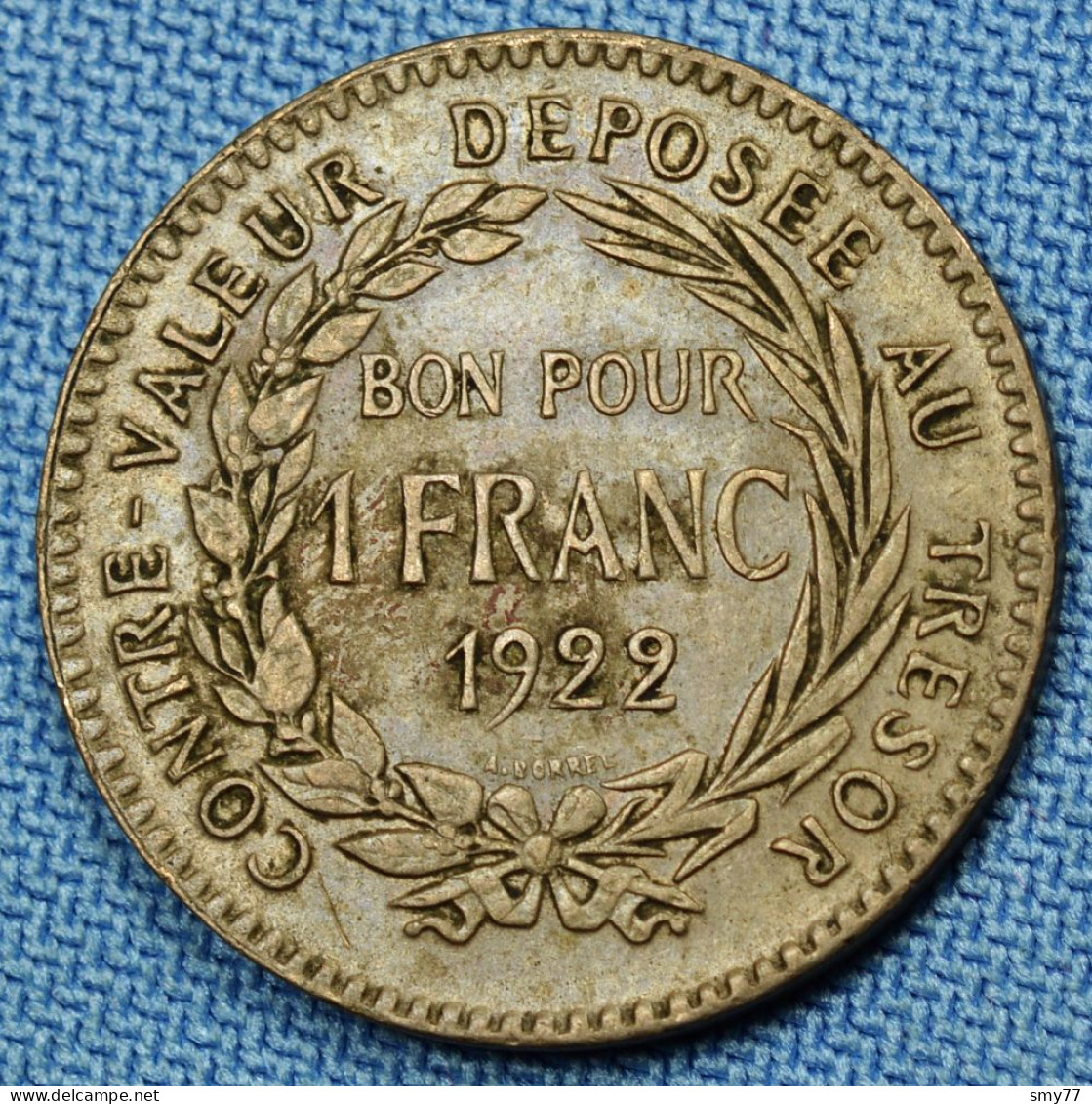 Martinique • Bon Pour 1 Franc 1922 •  SUP • Rare En L'état • Colonies Françaises •  [24-405] - Guadeloupe Und Martinique