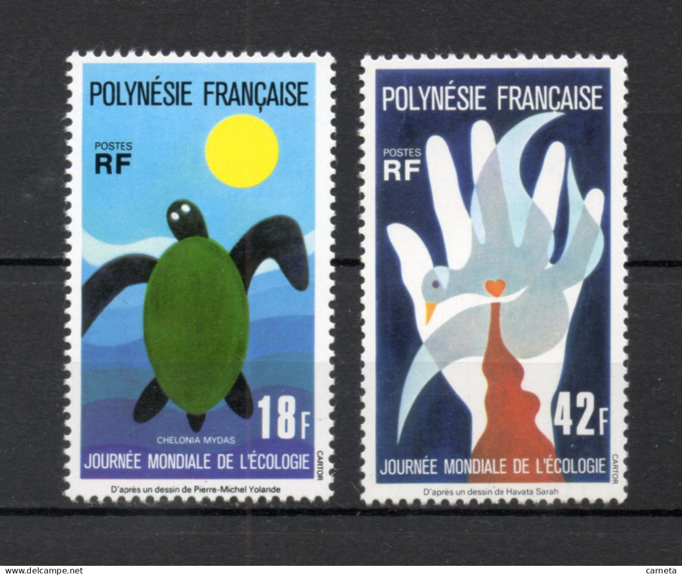 POLYNESIE  N°  108 + 109   NEUFS SANS CHARNIERE COTE  55.00€    ECOLOGIE TORTUE ANIMAUX  VOIR DESCRIPTION - Unused Stamps