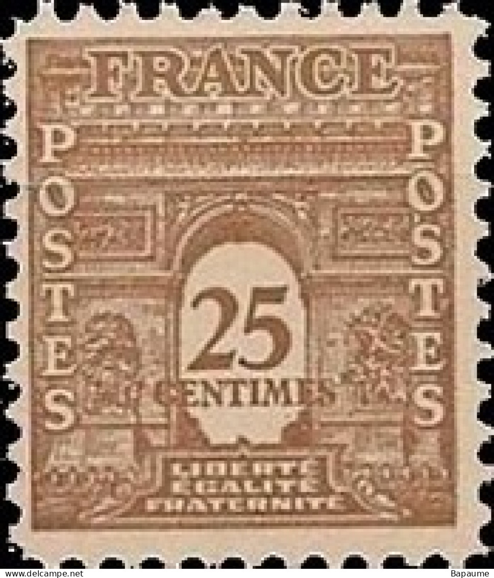 France - Yvert & Tellier N°622 - Type Arc De Triomphe De L’Étoile 25c Brun. -  Neuf** NMH - Cote Catalogue 0,20€ - 1944-45 Arc De Triomphe