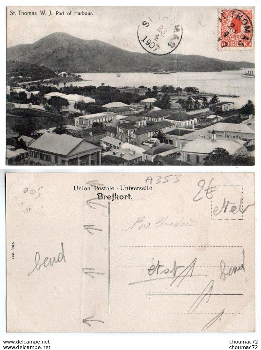 005 Danish West Indies, St Thomas WI, Edw. Fraas, Part Of Harbour, Attention !! État - Virgin Islands, US