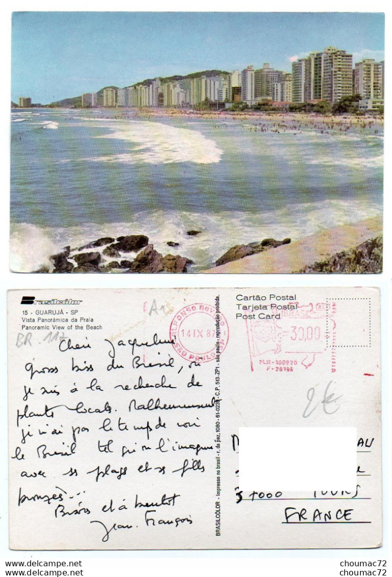 GF (Brésil) 117, Garujua - SP, Brasilcolor 15, Vista Panoramica De Praia, Oblitération Machine - Otros