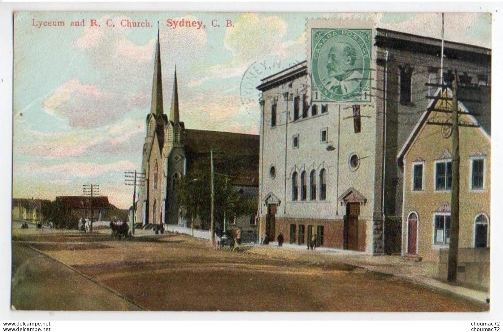 Canada Nova Scotia 009, Sidney, The Cap Breton Post Card A 730 368, Lyceum And RC Church - Autres & Non Classés