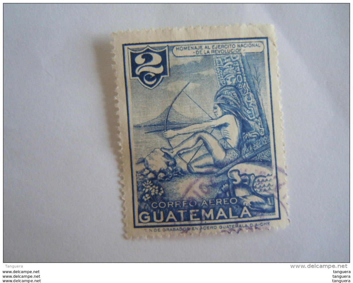 Guatemala 1954 En L'honneur De L'armée Nationale De La Révolution Indien Indiaan Flêche Boog  Yv Aériens 199 O - Guatemala