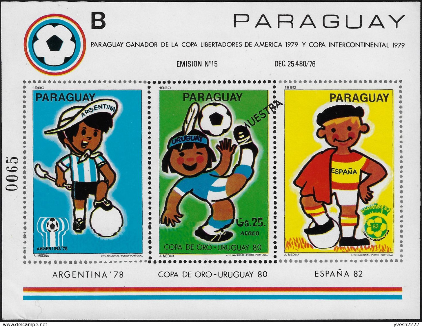 Paraguay 1980 Y&T BF 307 Surchargé Muestra, Spécimen. Coupe Du Monde De Football España '82 - 1982 – Spain