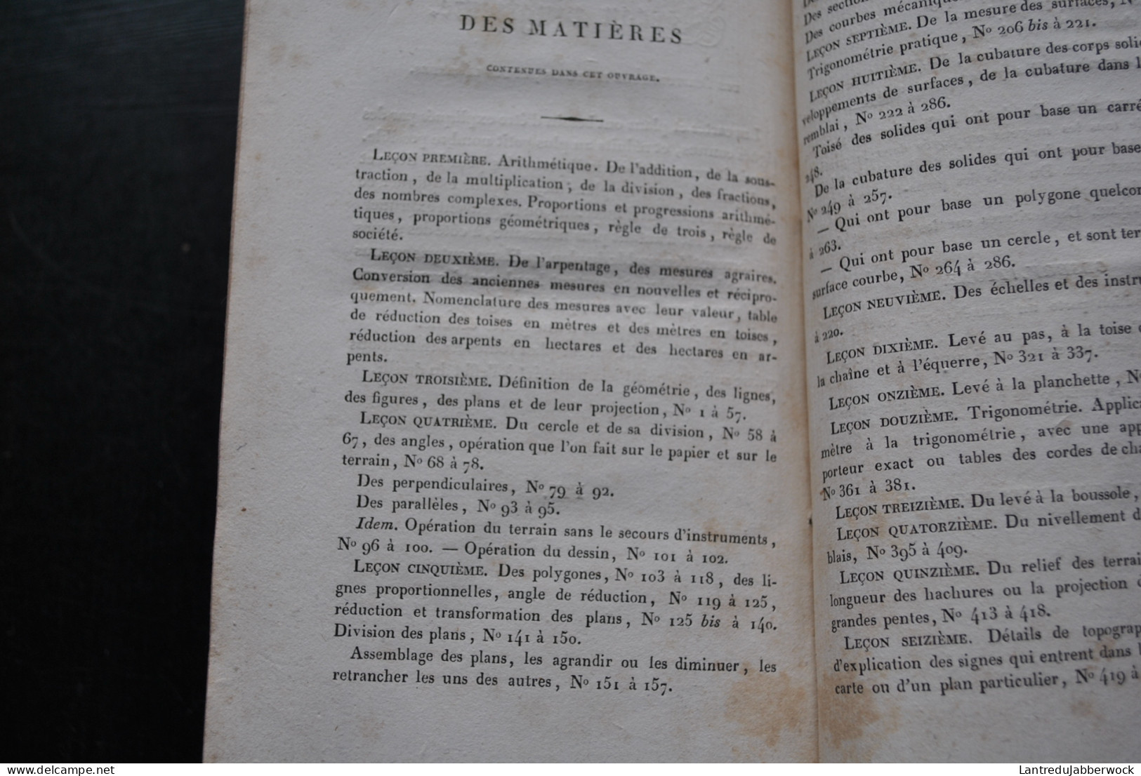 THIOLLET L'art de lever des plans du lavis et du nivellement enseigné en 20 leçons sans le secours de mathématiques 1826