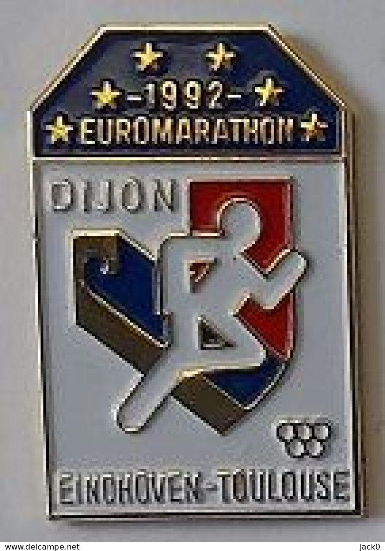 Pin's  Ville, Sport  Athlétisme  1992  EUROMARATHON  DIJON, EINDHOVEN - TOULOUSE  ( 21 ) - Atletica