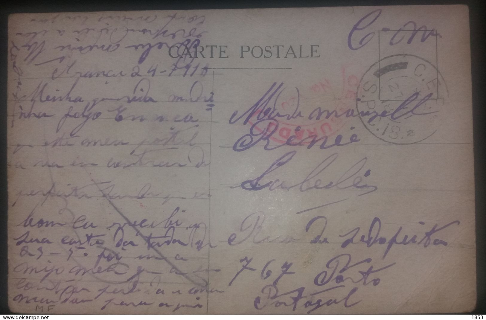 MARCOFILIA - CORREIO MILITAR - WWI - CENSURAS - Postmark Collection