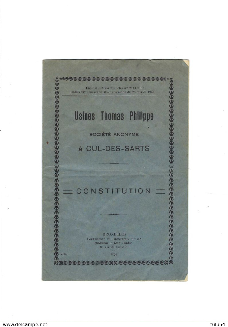 Usines Thomas Philippe à Cul-Des-sarts - Collections