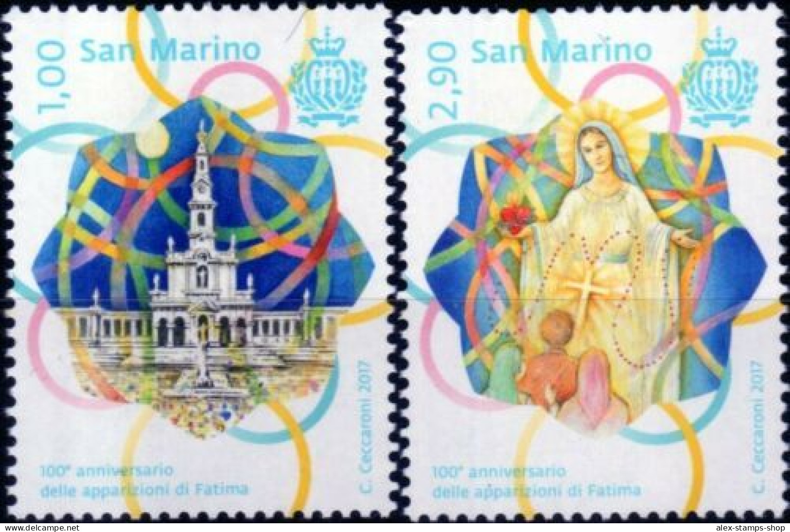 SAN MARINO 2017 CENTENARIO APPARIZIONE DI FATIMA Serie 2 Valori - New Set - Ungebraucht