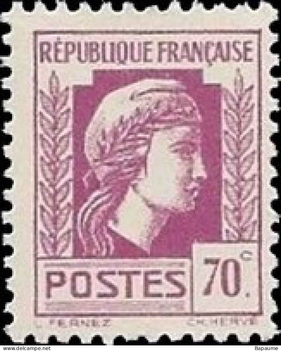 France - Yvert & Tellier N°635 - Type Marianne Série D'Alger 70c Lilas. -  Neuf** NMH - Cote Catalogue 0,20€ - 1944 Coq Et Marianne D'Alger