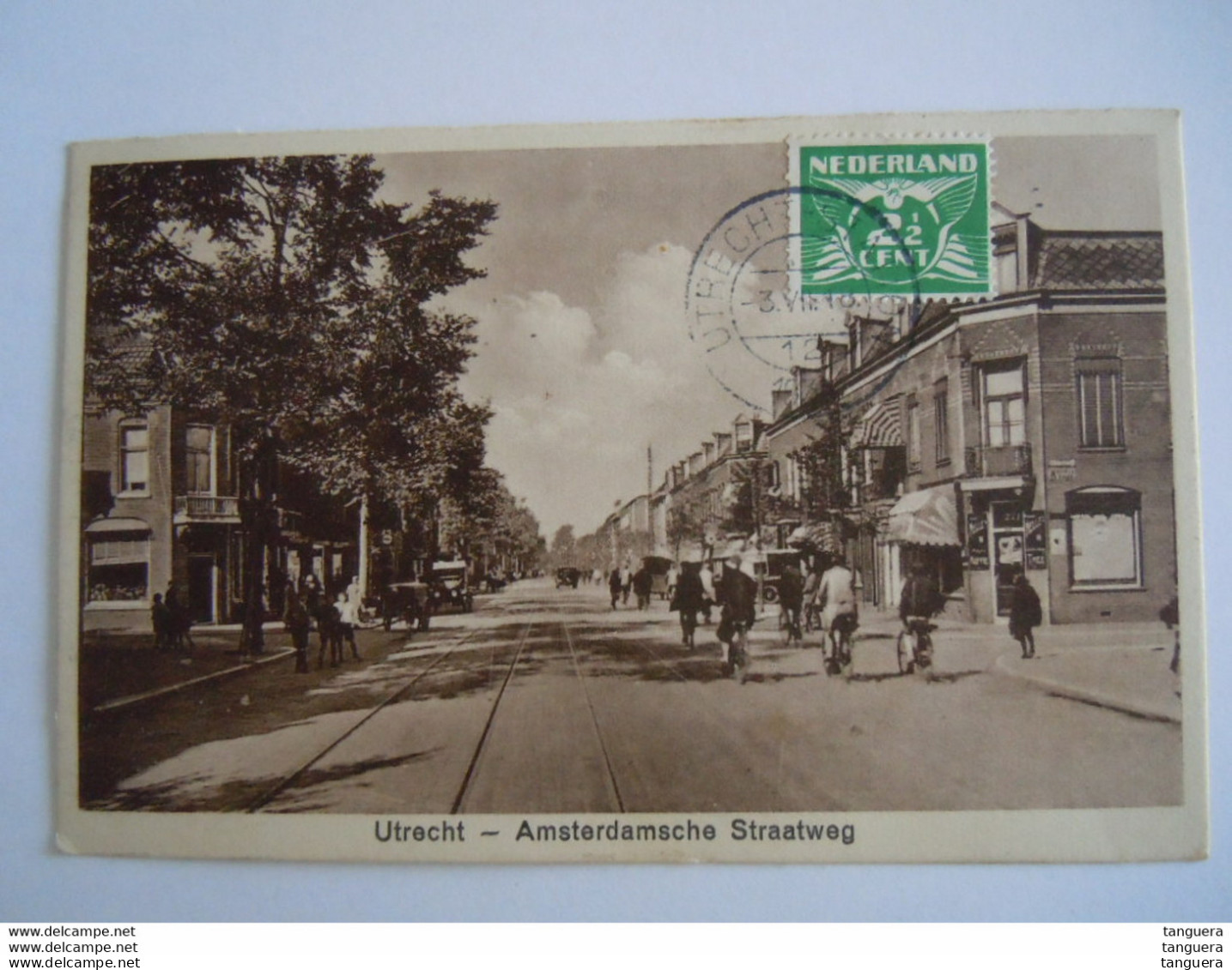 Nederland Utrecht Amsterdamsche Straatweg Geanimeerd Fietsers Tram Sporen Gelopen 1934 Uitg J; Sleding - Utrecht