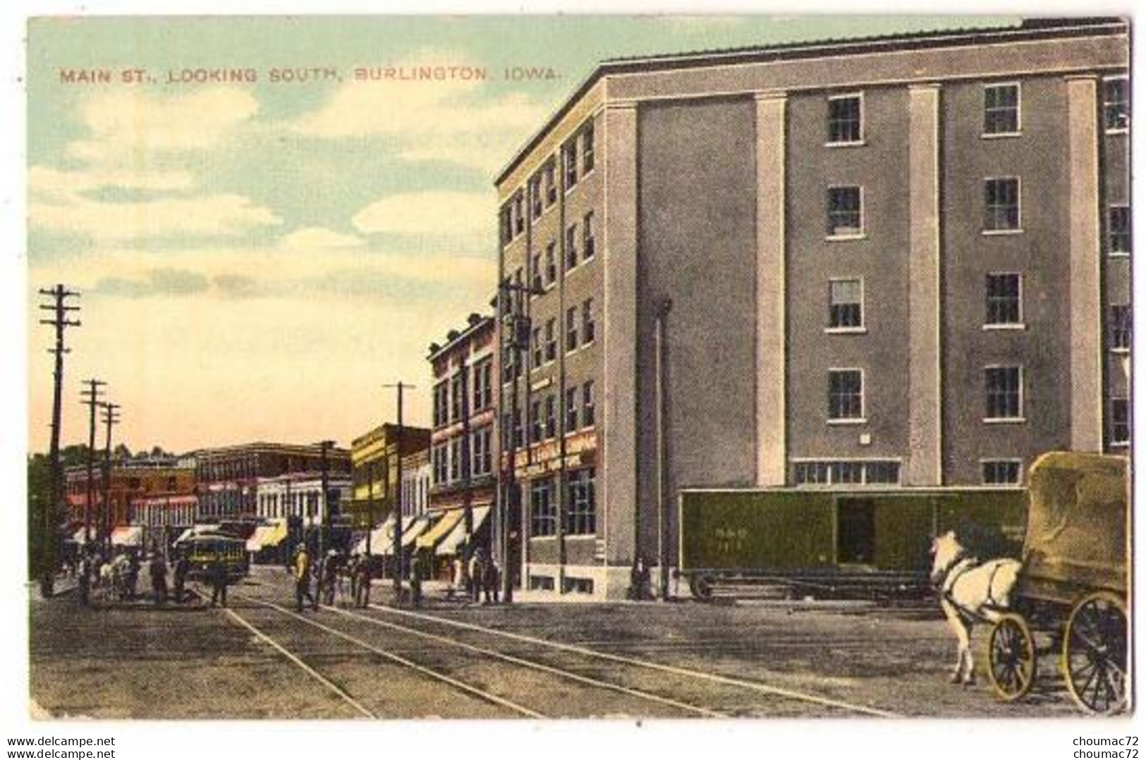 (Etats-Unis) IA 002, Burlington, Main St, Looking South, Tramway - Andere & Zonder Classificatie