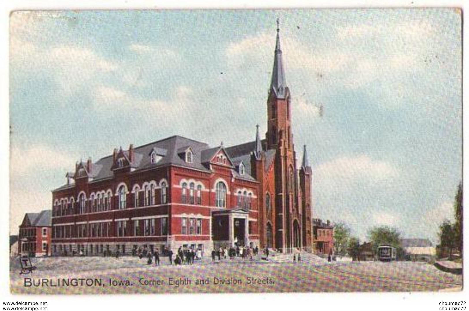 (Etats-Unis) IA 003, Burlington, Raphael Tuck Série 2636, Corner Eighth And Division Streets, Tramway - Andere & Zonder Classificatie