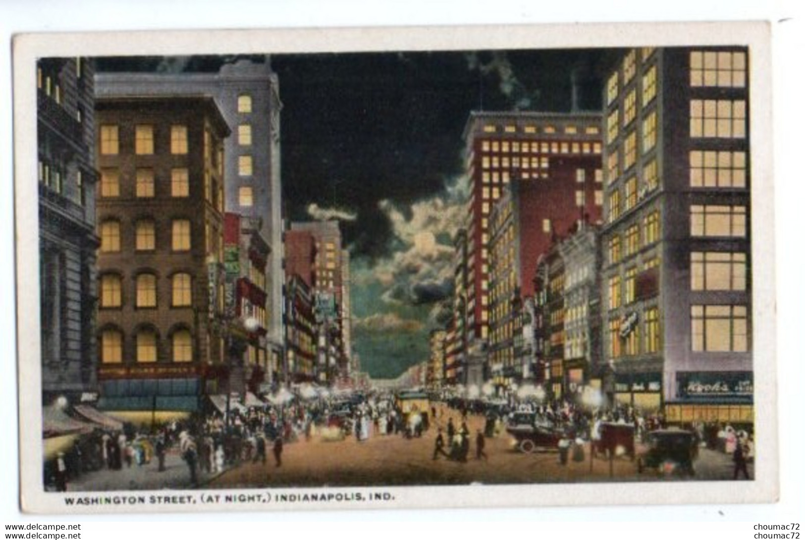 (Etats-Unis) IN Indiana 005, Indianapolis, Majestic Publishing Co 159, Washington Street At Night - Indianapolis