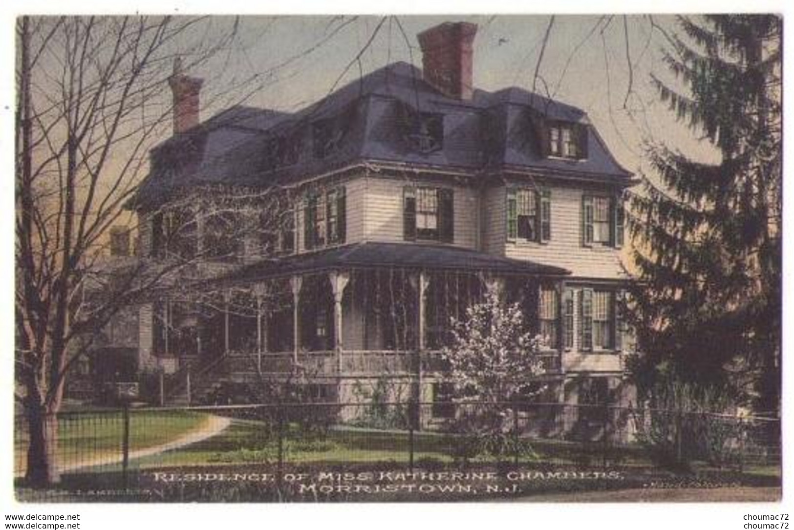 (Etats-Unis) NJ 008, Morristown, GM Lamberts Hand Colored, Residence Of Miss Katherine Chambers - Sonstige & Ohne Zuordnung