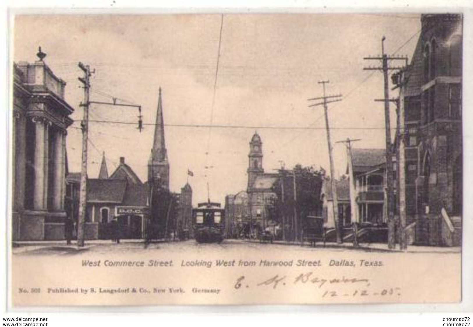 (Etats-Unis) Tx Texas 007, Dallas, Langsdorf & Co 303, West Commerce Street, Looking West From Harwood Street, Tramway - Dallas