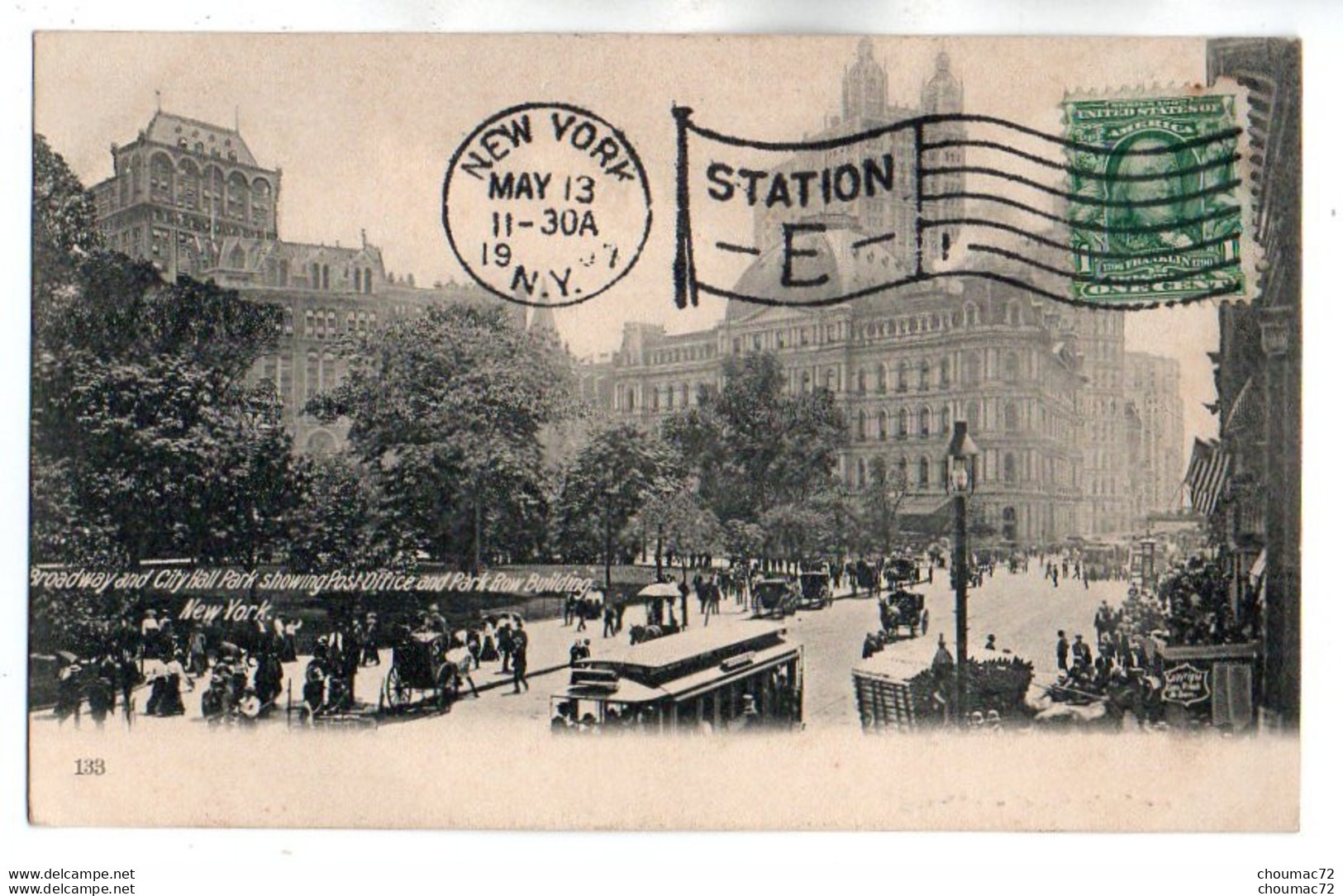 (Etats-Unis) NY 153, New York, Leighton Co 133, Broadway And City Hall Park Showing Post Office And Park Row Building, D - Broadway