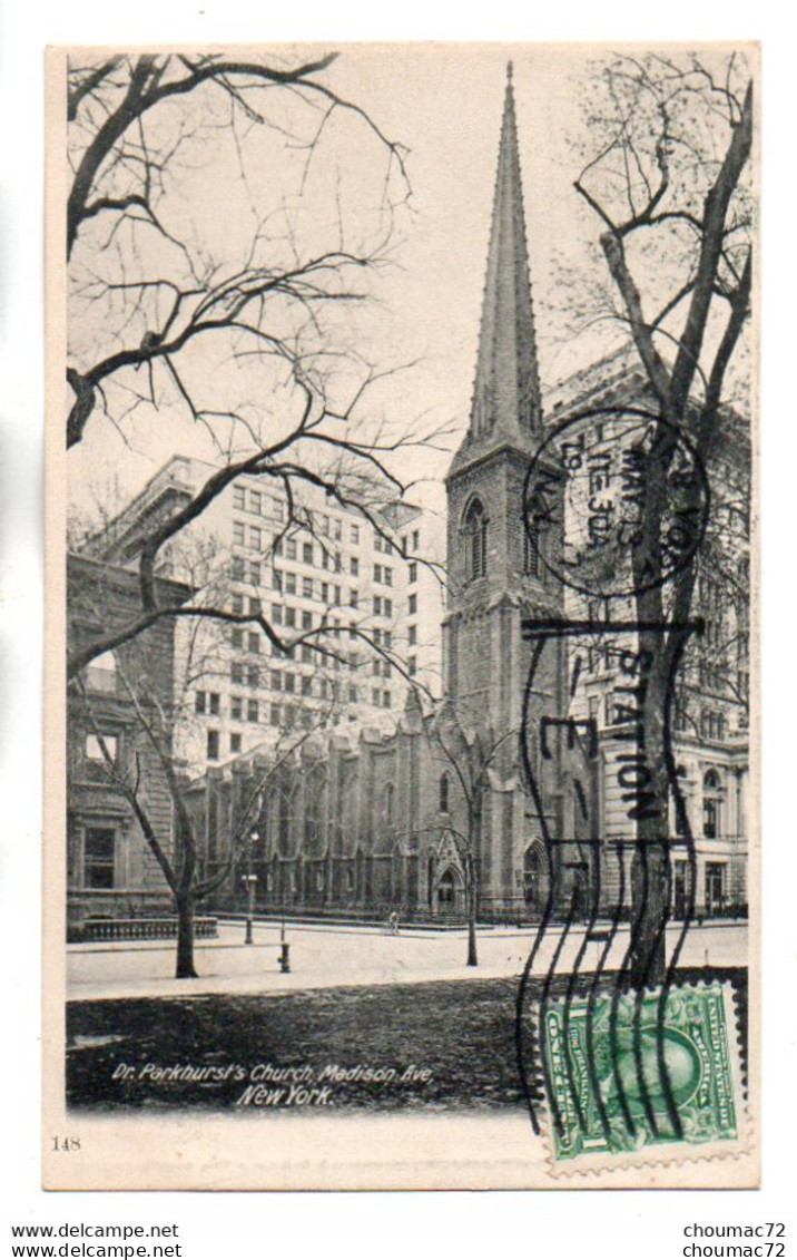 (Etats-Unis) NY 161, New York, Leighton Co 148, Dr Parkhurst'e Church, Madison Ave, Dos Non Divisé - Kirchen