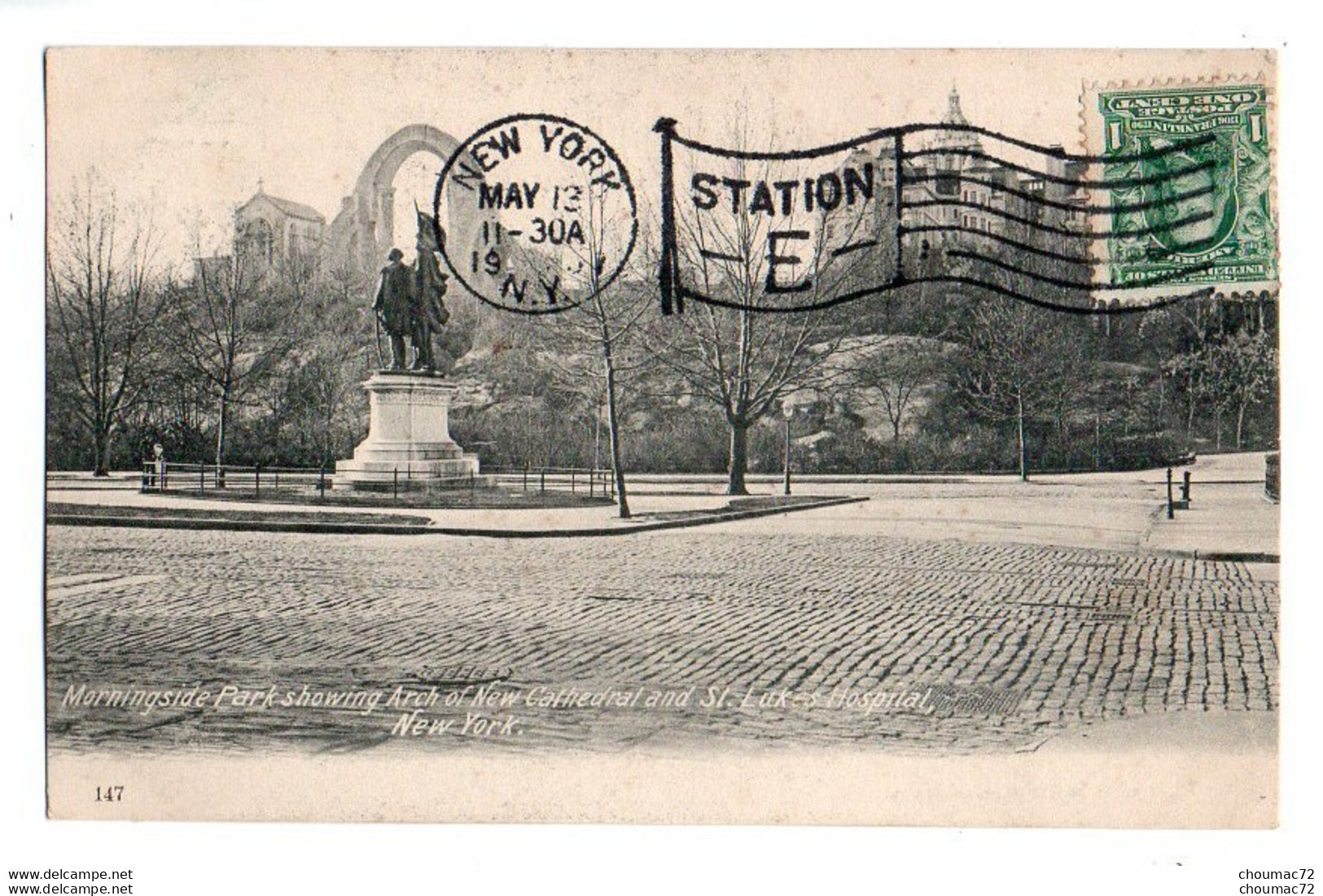 (Etats-Unis) NY 160, New York, Leighton Co 147, Morningside Park Showing Arch Of New Cathedral And St Lukes Hospital, Do - Sanidad Y Hospitales