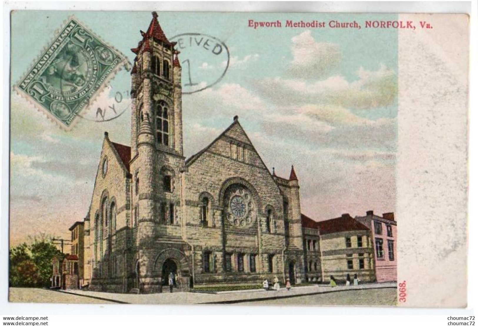 (Etats-Unis) VA - Virginia 028, Norfolk, Bosselman & Co, Epworth Methodist Church, Dos Non Divisé - Norfolk