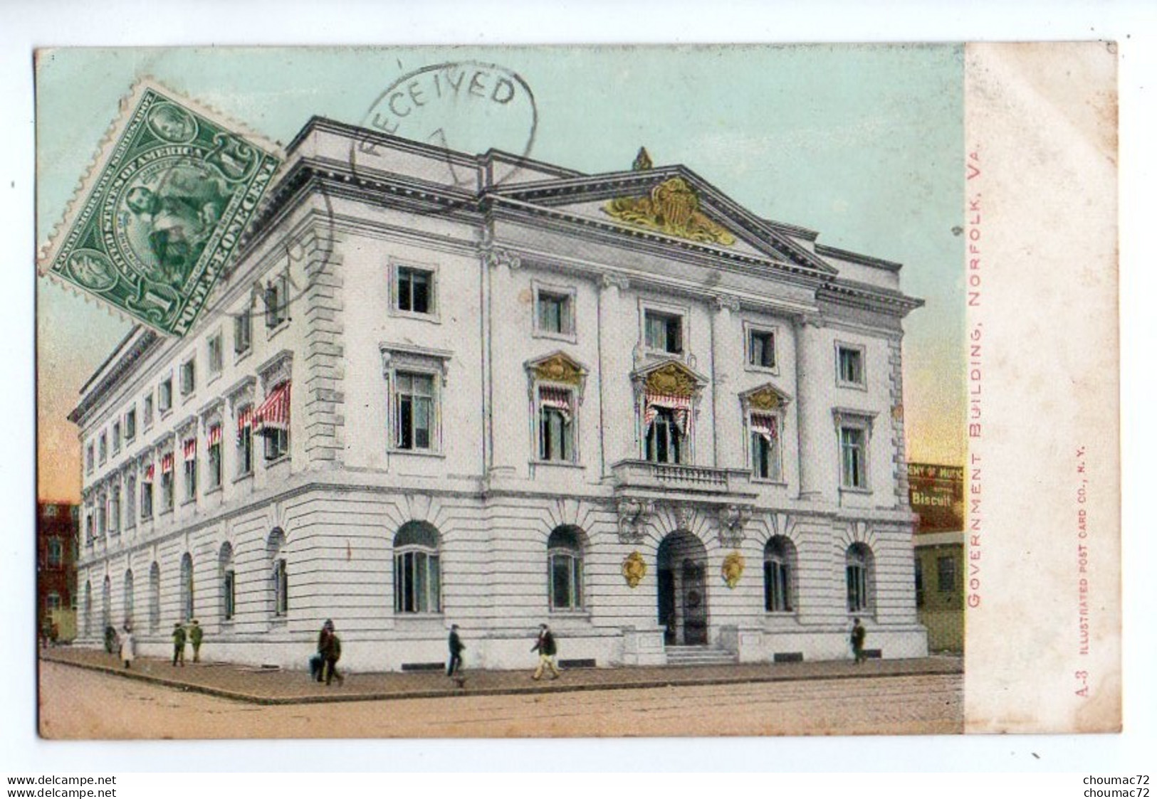 (Etats-Unis) VA - Virginia 030, Norfolk, Post Card Co A-3, Government Building, Dos Non Divisé - Norfolk