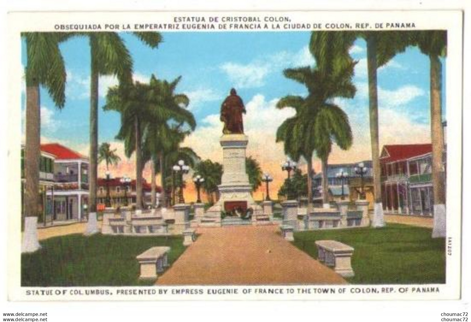 Panama 014, IL Maduro IA1207, Colon, Statue Of Colombus, Presentes By Empress Eugénie Nof France To The Town Of Colon - Panama