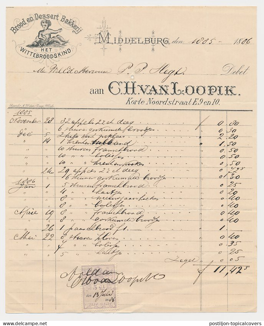 Nota Middelburg 1886 - Bakkerij - Het Wittebroodskind - Pays-Bas