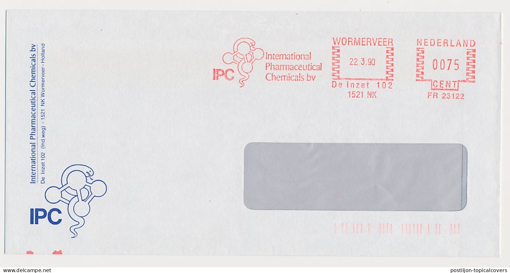 Meter Cover Netherlands 1990 IPC - International Pharmaceutical Chemicals - Pharmazie