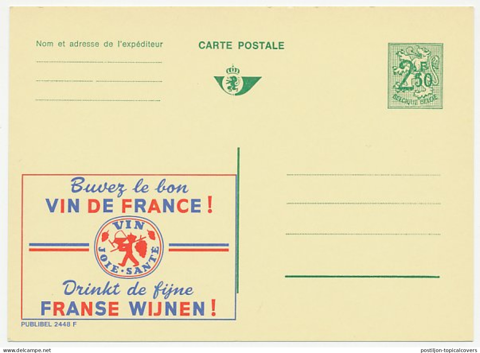 Publibel - Postal Stationery Belgium 1970 Wine - Wines & Alcohols