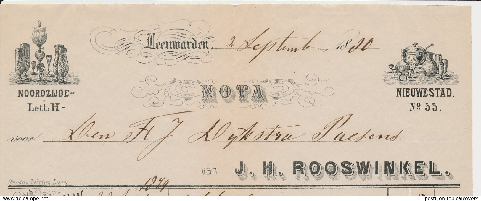 Nota Leeuwarden 1880 - Servies - Glazen - Holanda